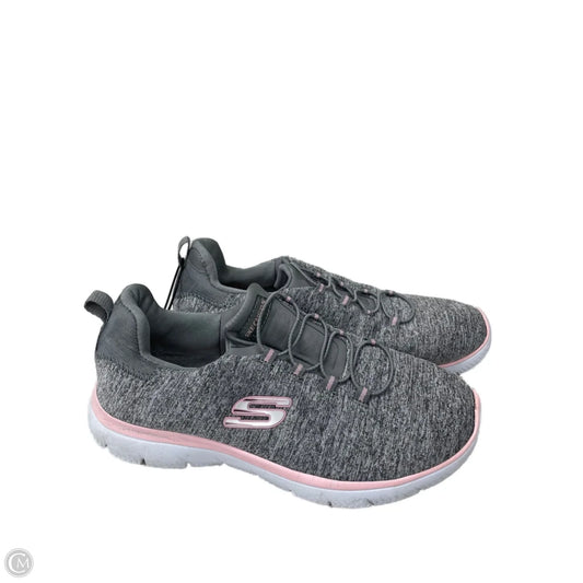 Shoes Athletic By Skechers In Grey & Pink, Size: 7.5
