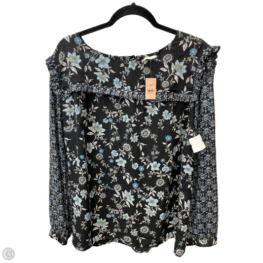 Blouse Long Sleeve By Loft In Floral Print, Size: 1x