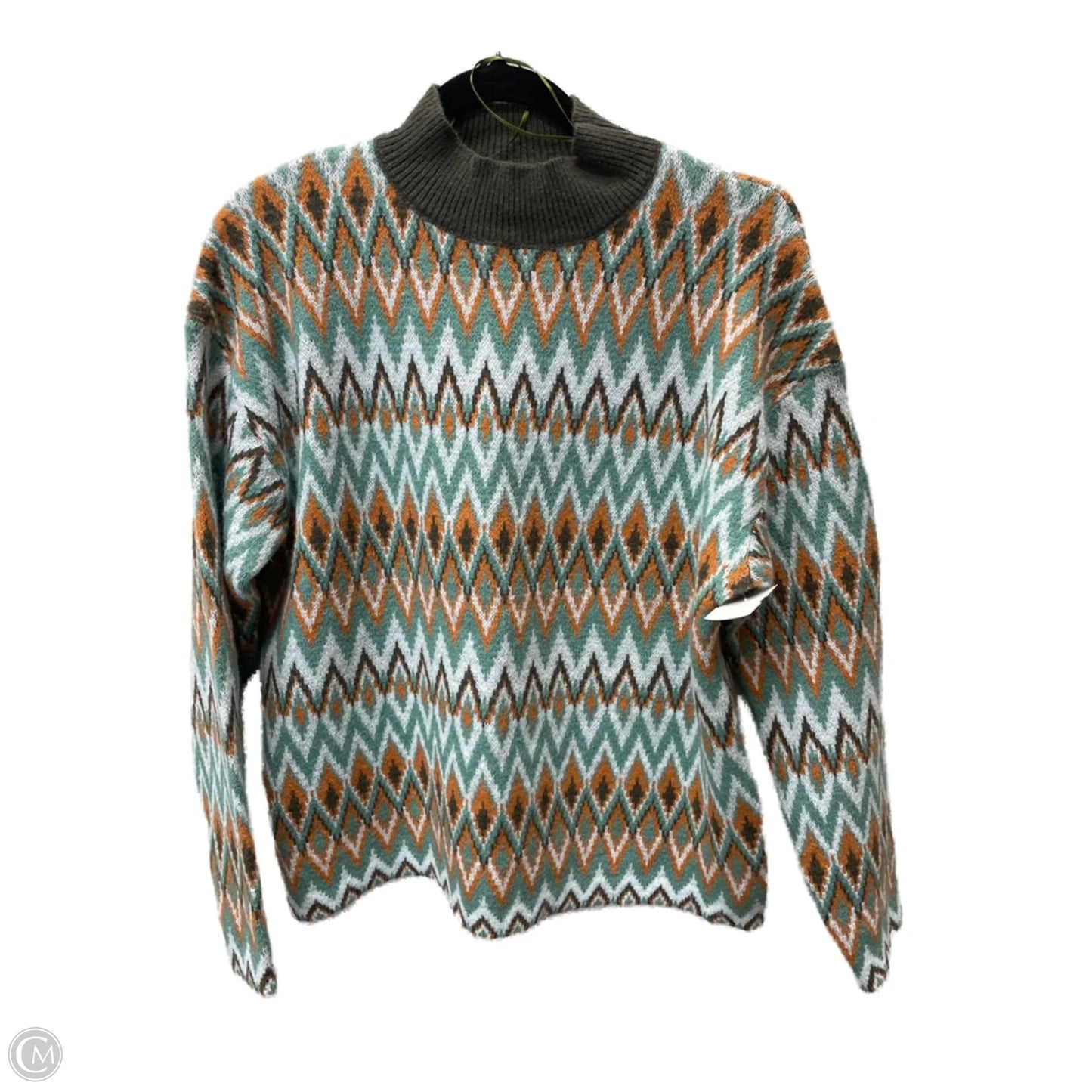 Sweater By Clothes Mentor In Green & Orange, Size: M