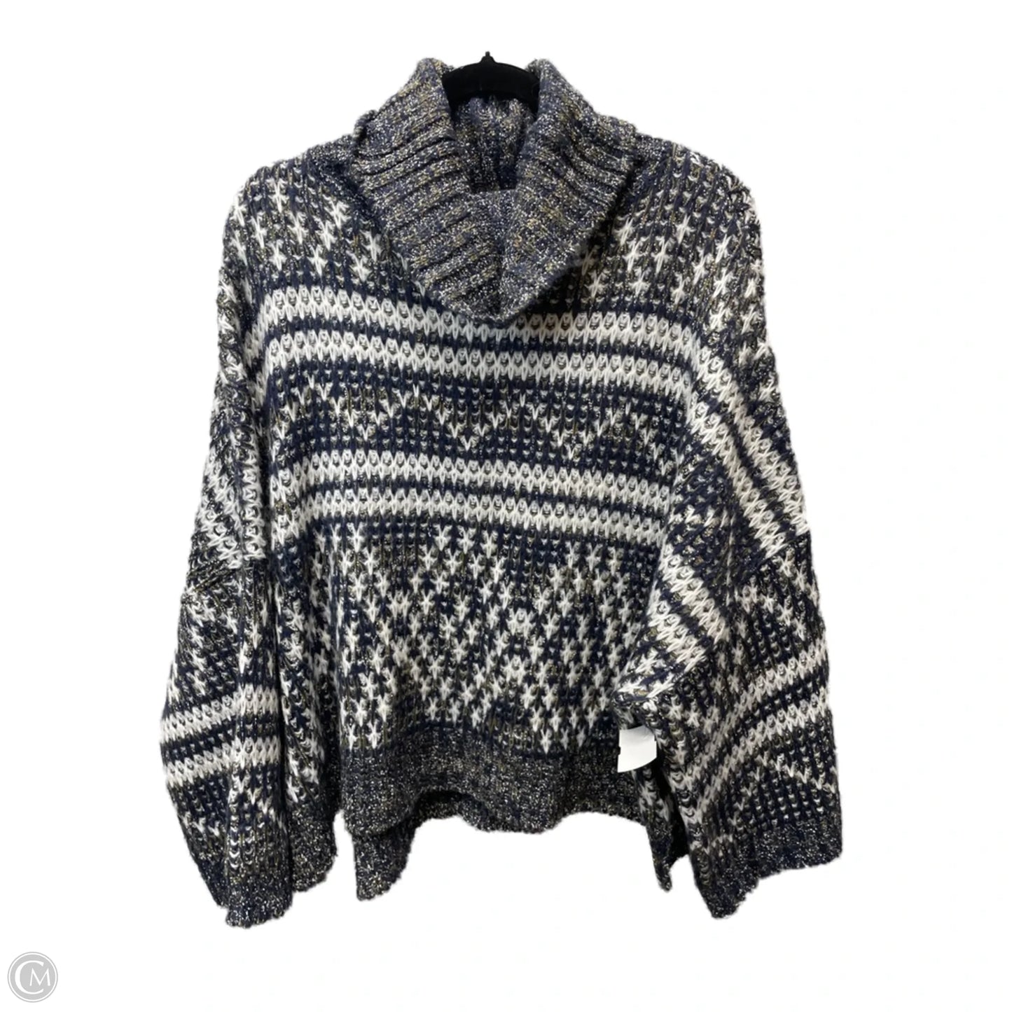 Sweater By PERFECTLY PRISCILLA  In Blue & Cream, Size: L