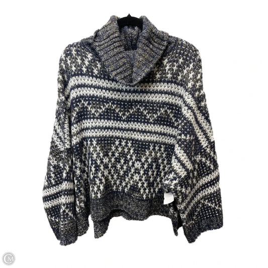 Sweater By PERFECTLY PRISCILLA  In Blue & Cream, Size: L