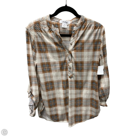 Top Long Sleeve By LOVE POTION In Plaid Pattern, Size: M
