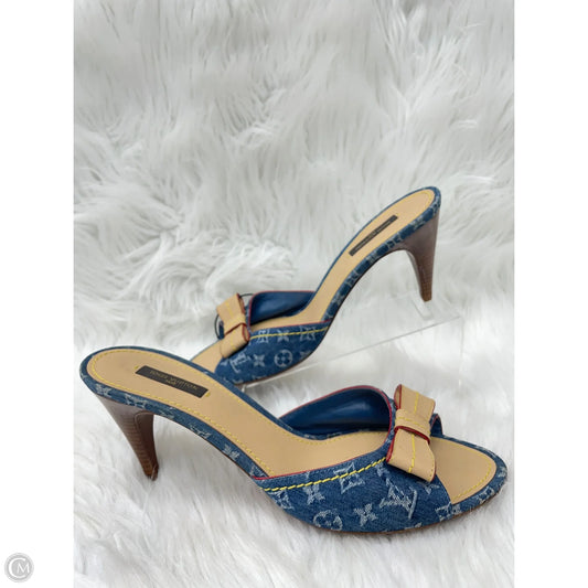 Sandals Luxury Designer By Louis Vuitton In Blue Denim, Size: 10
