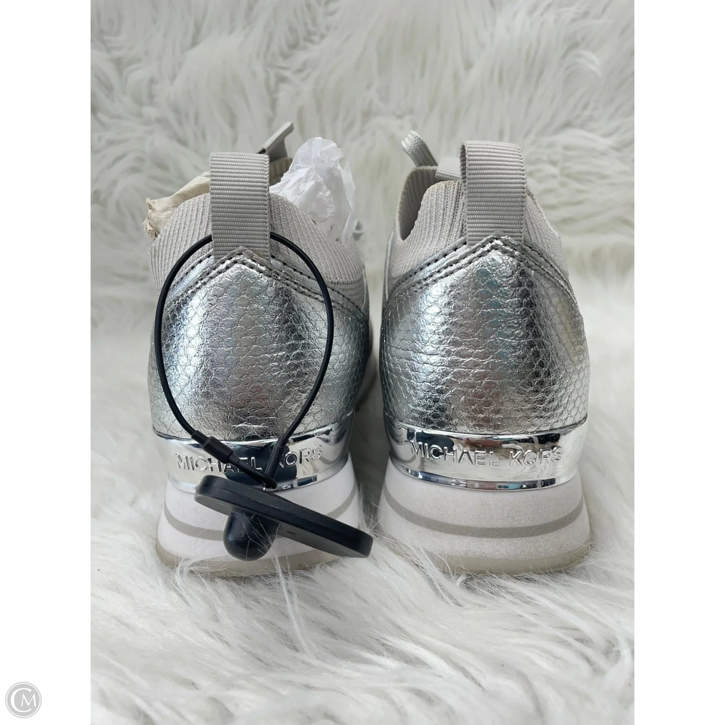 Shoes Designer By Michael Kors In Silver & White, Size: 9