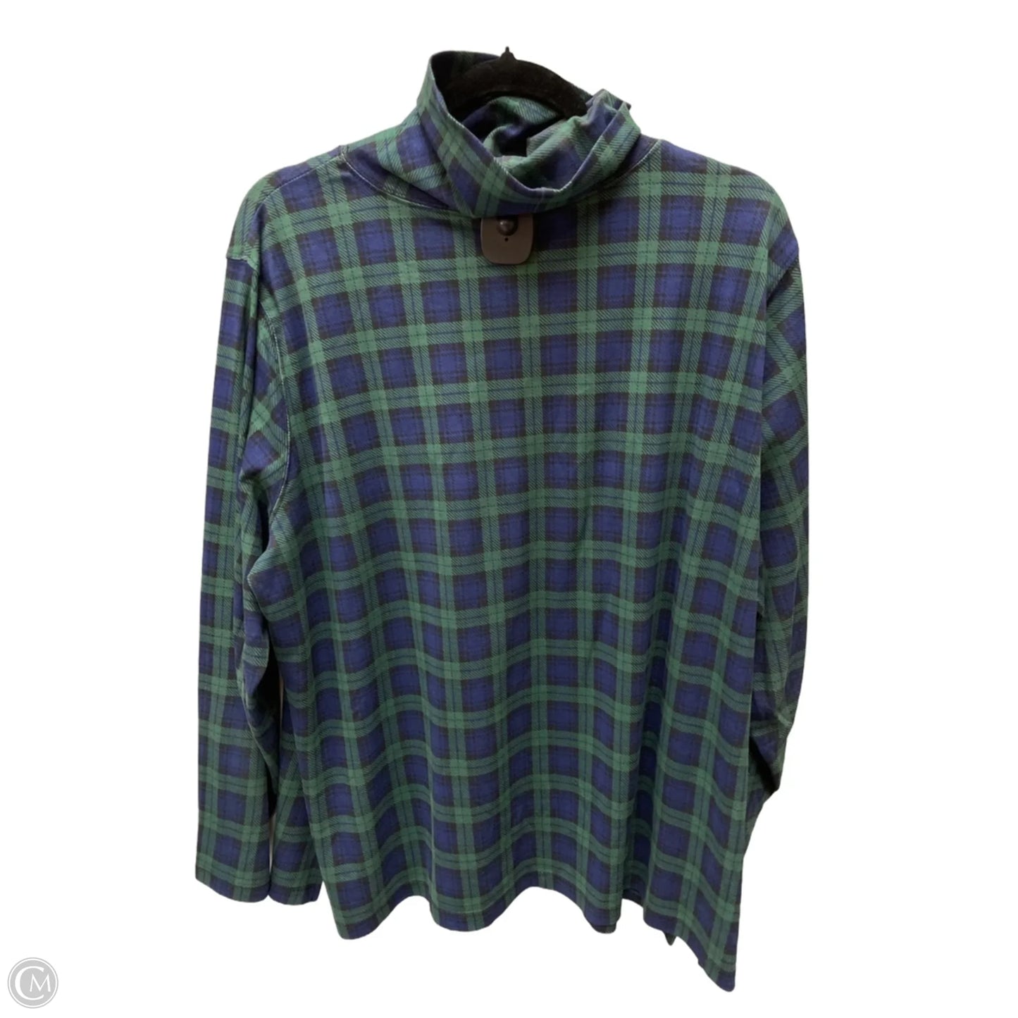 Top Long Sleeve By Appleseeds In Blue & Green, Size: 2x