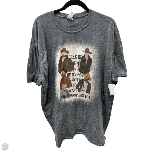 Top Short Sleeve By Gildan In Grey, Size: 2x