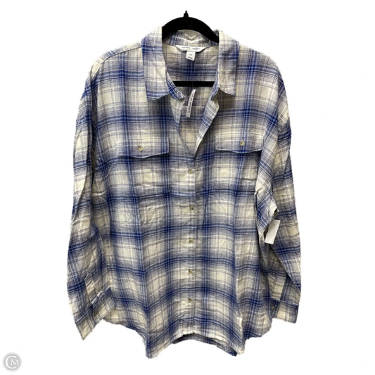 Tunic Long Sleeve By Old Navy In Blue & White, Size: 1x