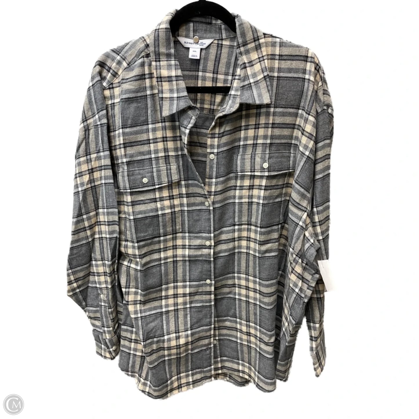 Tunic Long Sleeve By Old Navy In Cream & Grey, Size: 1x