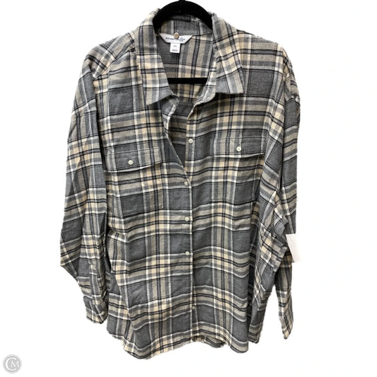 Tunic Long Sleeve By Old Navy In Cream & Grey, Size: 1x