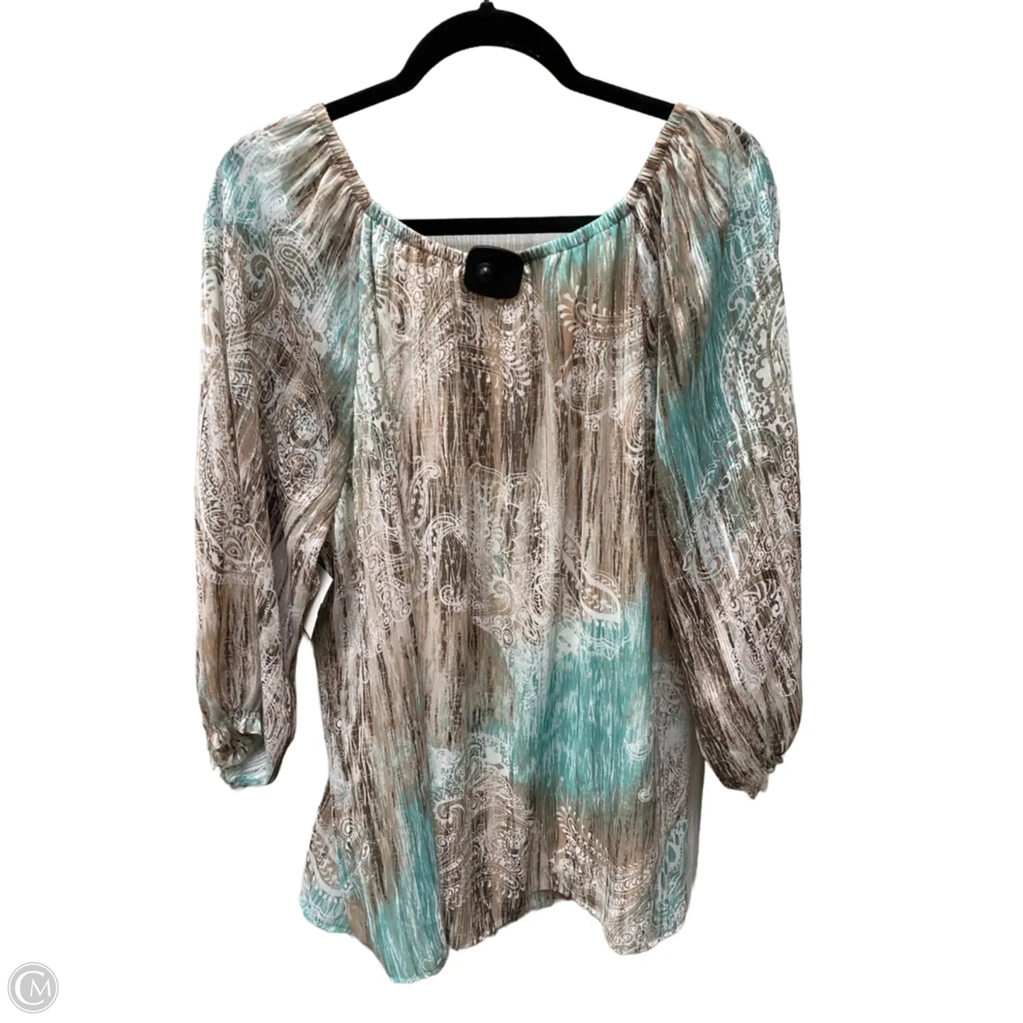 Top Long Sleeve By Clothes Mentor In Blue & Brown, Size: 3x