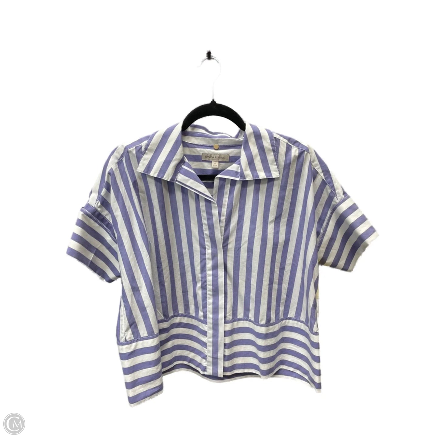 Blouse Short Sleeve By Banana Republic In Striped Pattern, Size: S