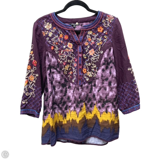 Top Long Sleeve By John Mark In Purple, Size: M