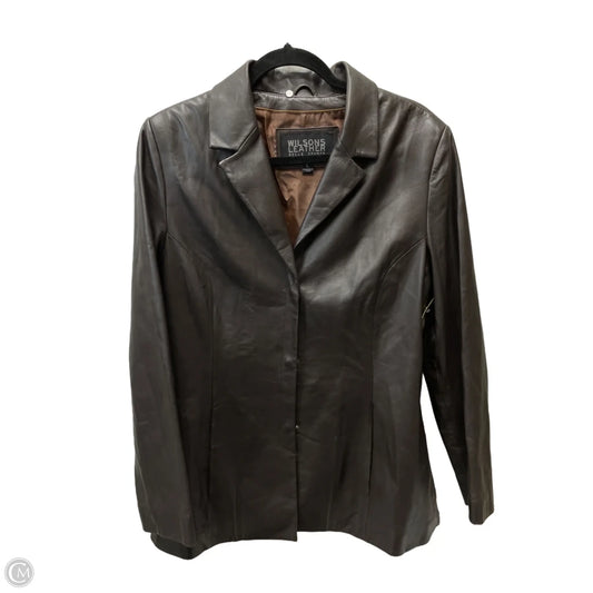 Jacket Leather By Wilsons Leather In Brown, Size: L