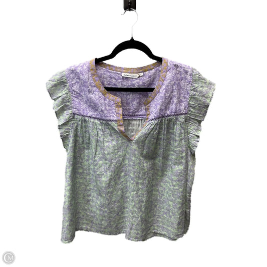 Top Short Sleeve By Roller Rabbit In Green & Purple, Size: Xl