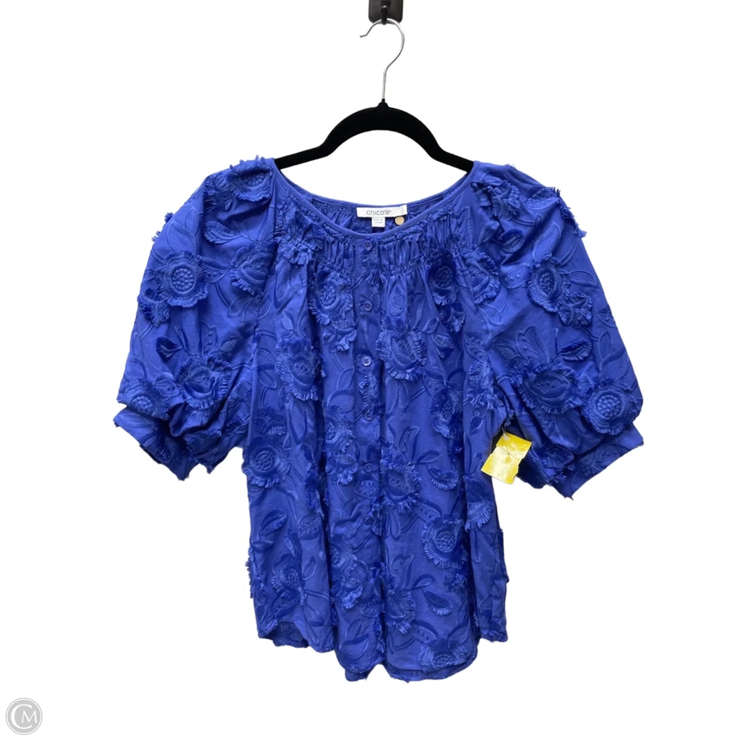 Blouse Short Sleeve By Chicos In Blue, Size: S