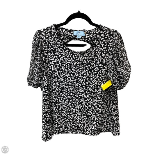 Top Short Sleeve By Cece In Black & White, Size: L