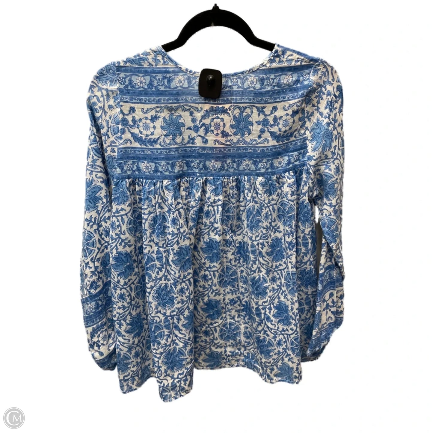 Top Long Sleeve By BELL In Blue & White, Size: M