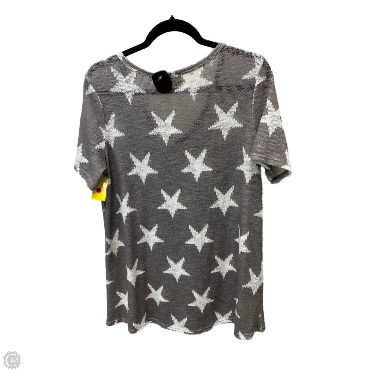 Top Short Sleeve By Bibi In Grey & White, Size: M