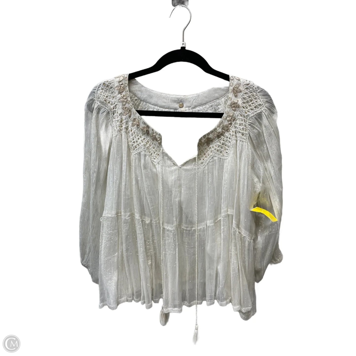 Blouse Long Sleeve By raga In Gold & White, Size: Xs