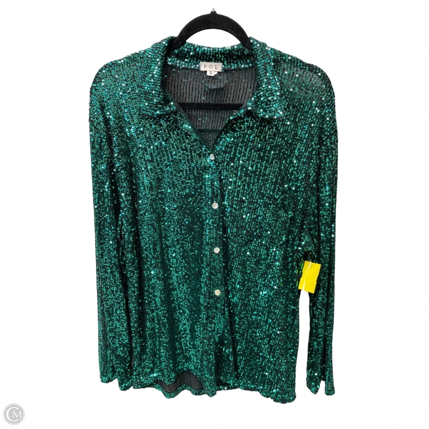 Blouse Long Sleeve By Pol In Green, Size: S