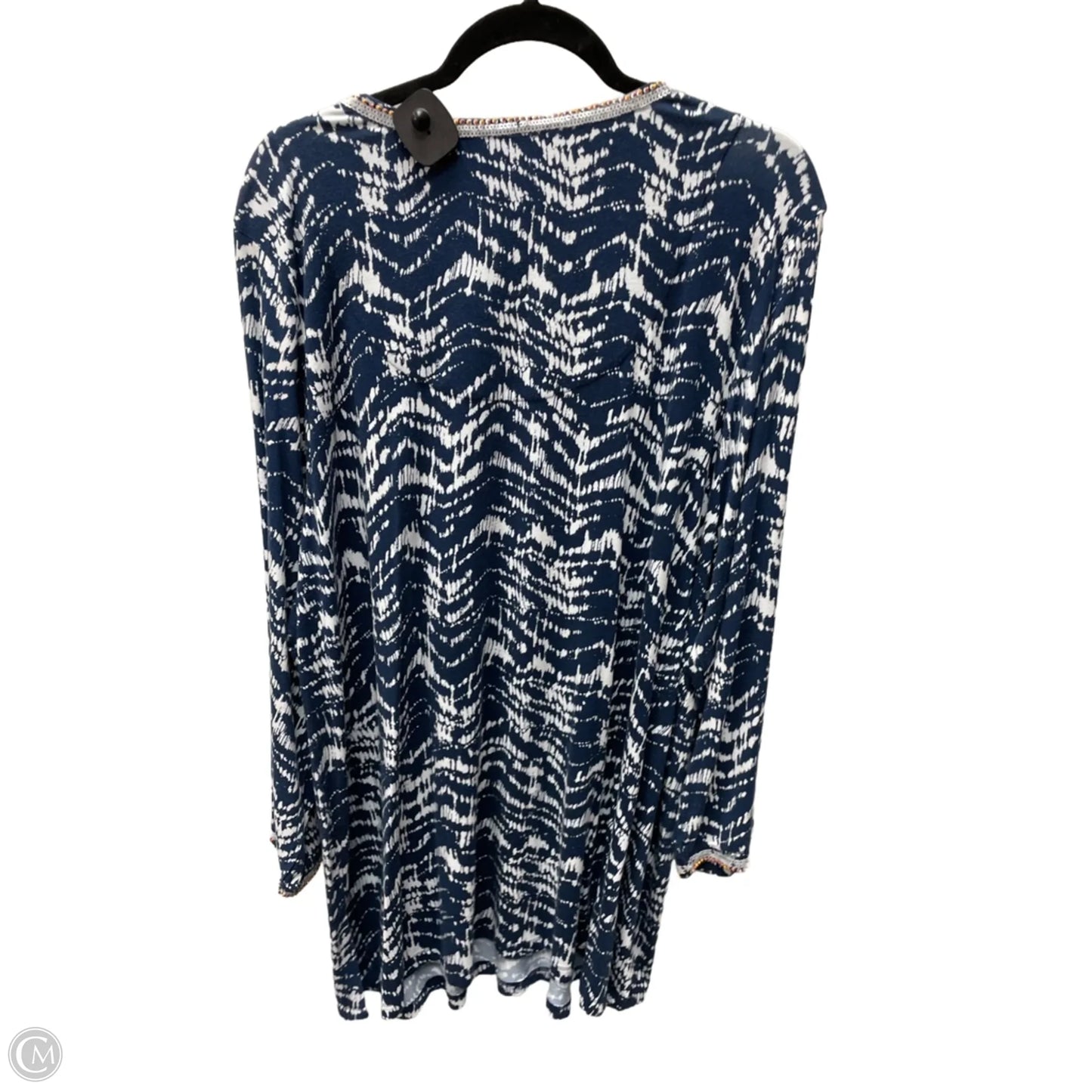 Tunic Long Sleeve By Soft Surroundings In Blue & White, Size: 3x