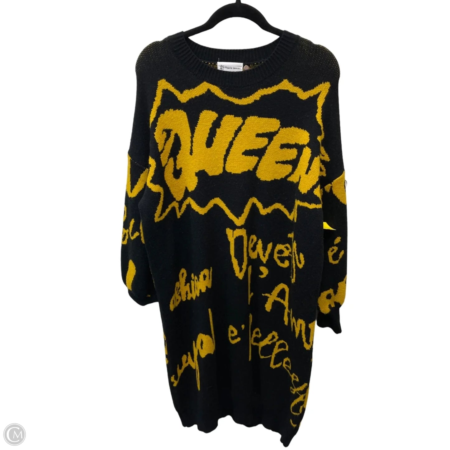 Dress Sweater By Clothes Mentor In Black & Yellow, Size: L