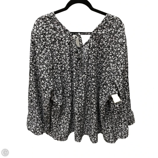 Top Long Sleeve By Clothes Mentor In Black & White, Size: 4x