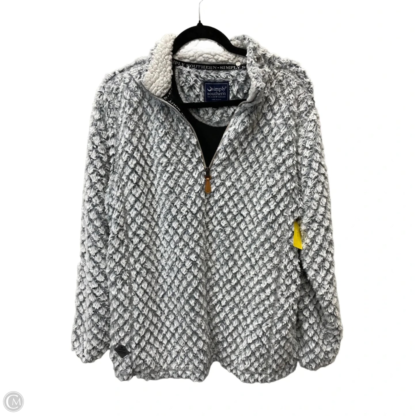 Jacket Faux Fur & Sherpa By Simply Southern In Grey & White, Size: L