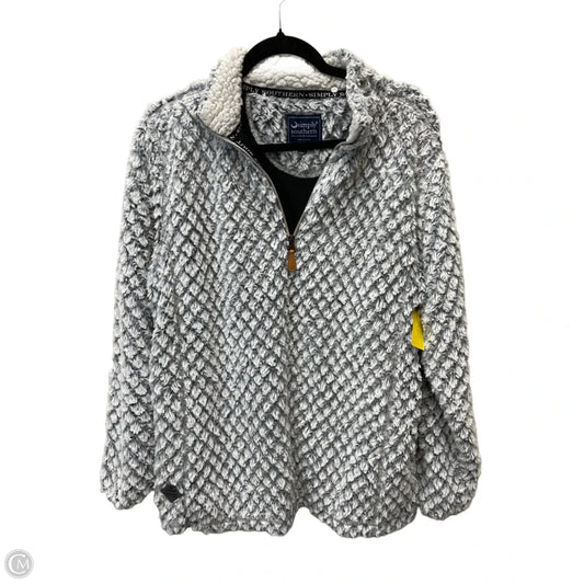 Jacket Faux Fur & Sherpa By Simply Southern In Grey & White, Size: L