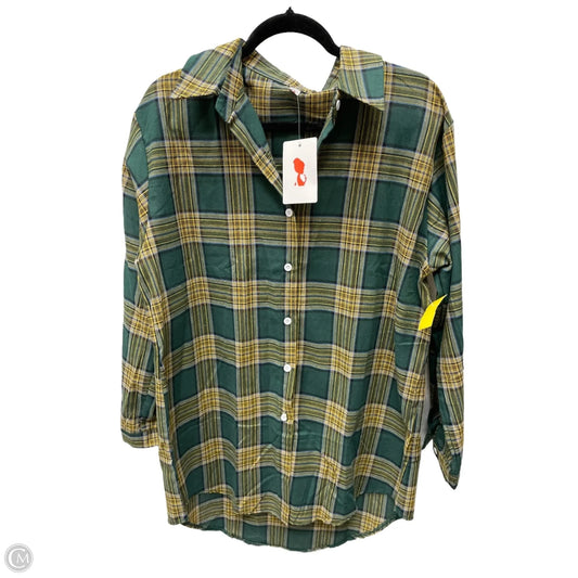 Tunic Long Sleeve By Clothes Mentor In Green & Yellow, Size: 3x