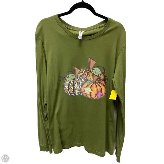 Top Long Sleeve By Bella + Canvas In Green, Size: Xl