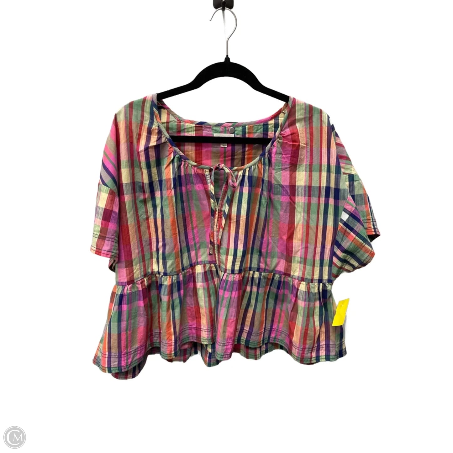 Blouse Short Sleeve By Pilcro In Plaid Pattern, Size: L