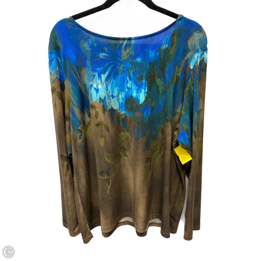 Top Long Sleeve By Bob Mackie Qvc In Blue & Brown, Size: Xl