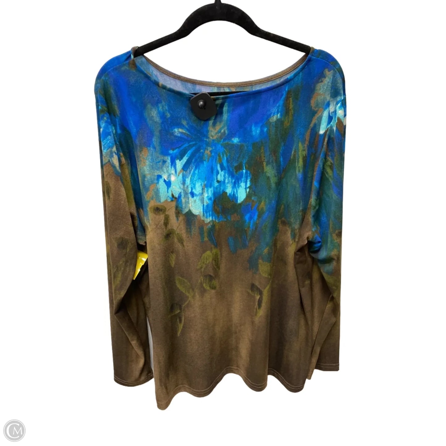 Top Long Sleeve By Bob Mackie Qvc In Blue & Brown, Size: Xl