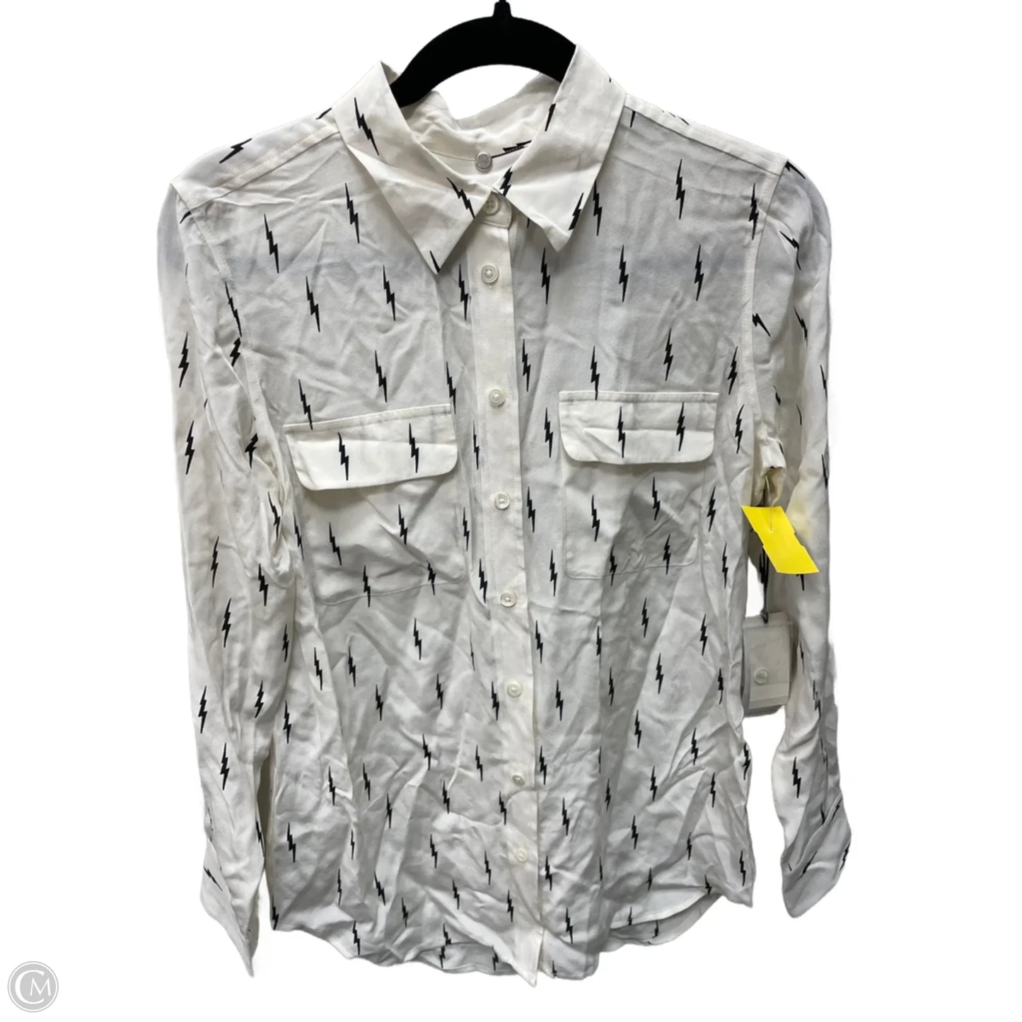 Blouse Long Sleeve By Equipment In Cream, Size: S