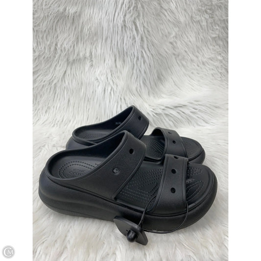 Sandals Heels Platform By Crocs In Black, Size: 7