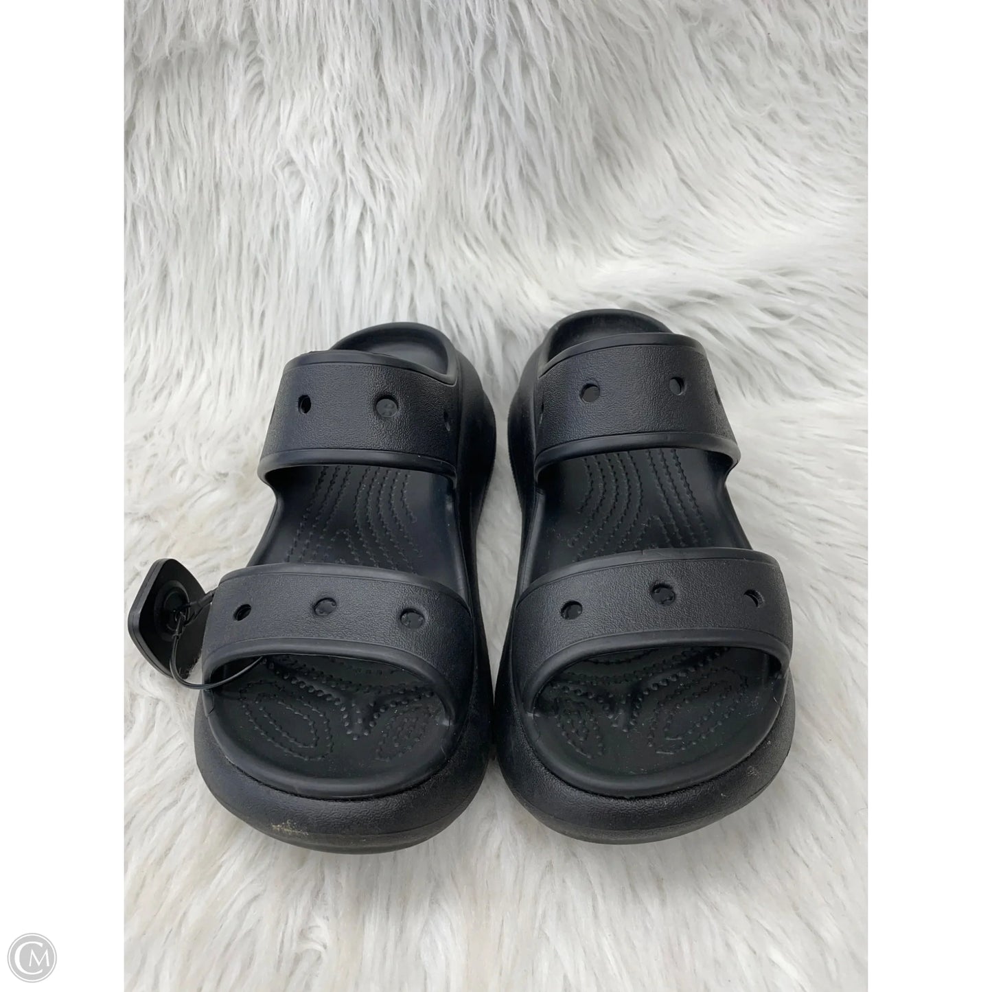 Sandals Heels Platform By Crocs In Black, Size: 7