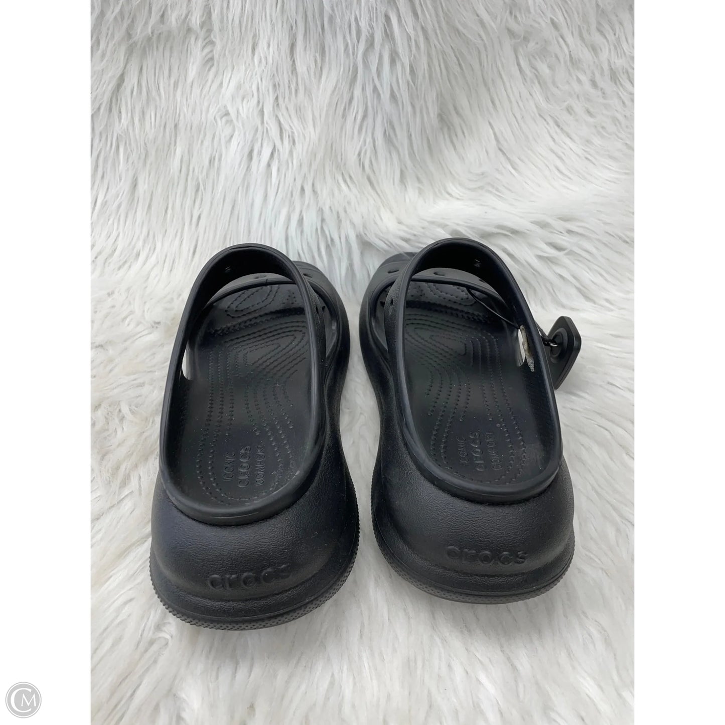 Sandals Heels Platform By Crocs In Black, Size: 7