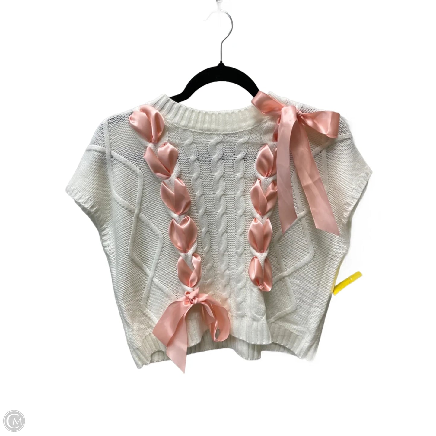 Sweater Short Sleeve By Clothes Mentor In Cream & Pink, Size: S