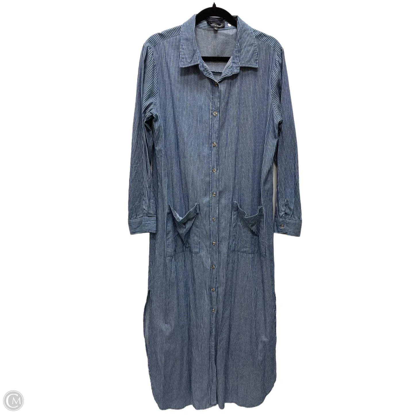 Dress Casual Maxi By MIRACLE BERRY In Blue & White, Size: L