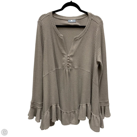 Top Long Sleeve By Sweet Lovely In Taupe, Size: 1x