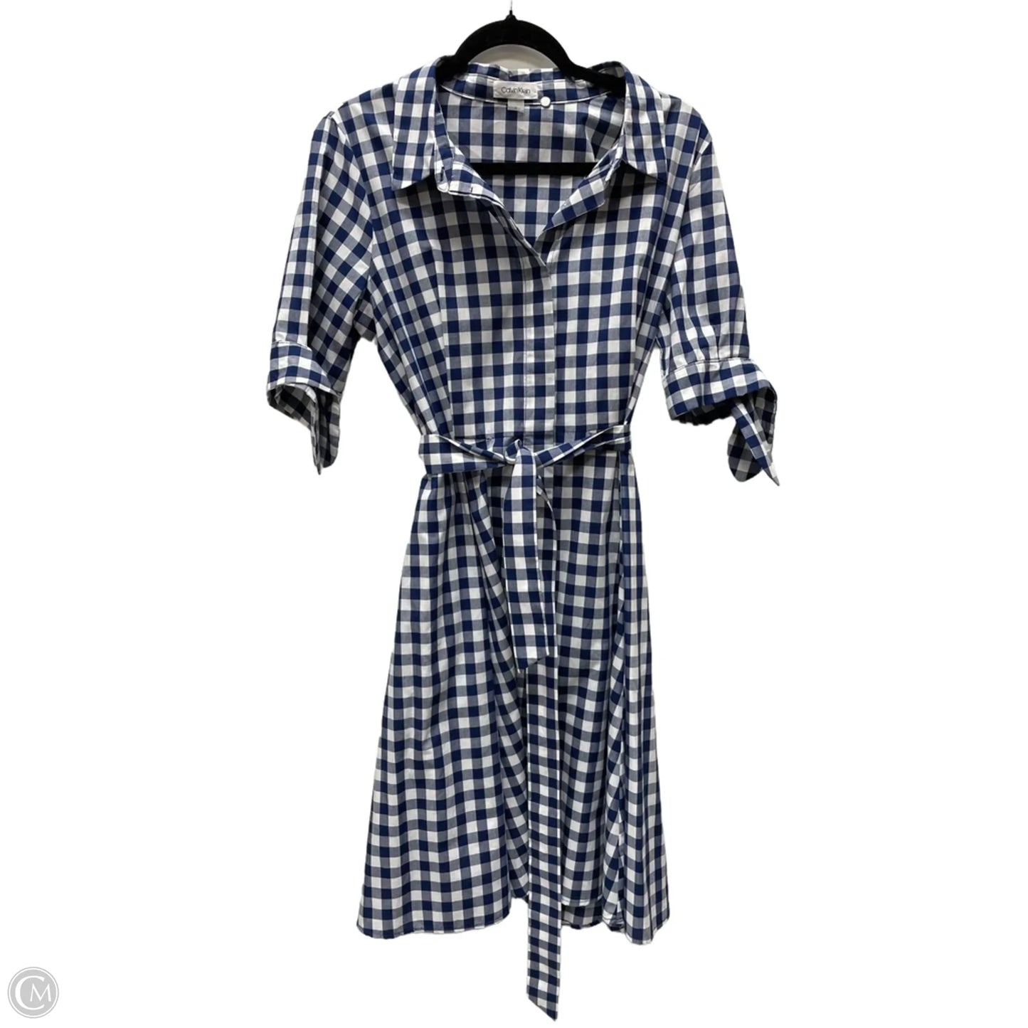 Dress Work By Calvin Klein In Blue & White, Size: L