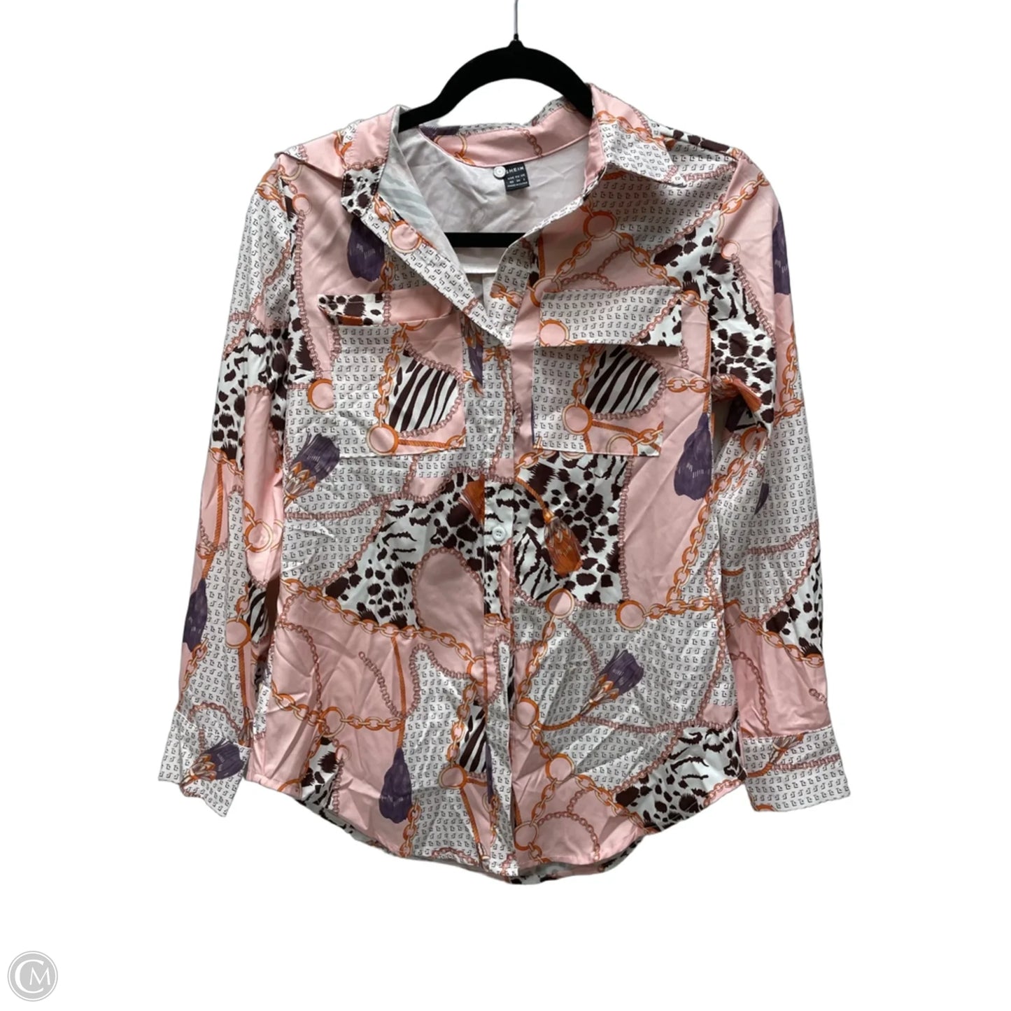 Top Long Sleeve By Shein In Pink & White, Size: Xs