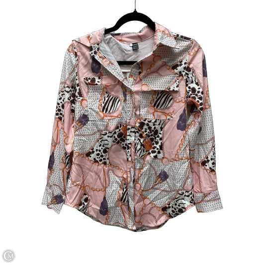 Top Long Sleeve By Shein In Pink & White, Size: Xs