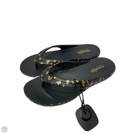 Sandals Flip Flops By Skechers In Black & Gold, Size: 8