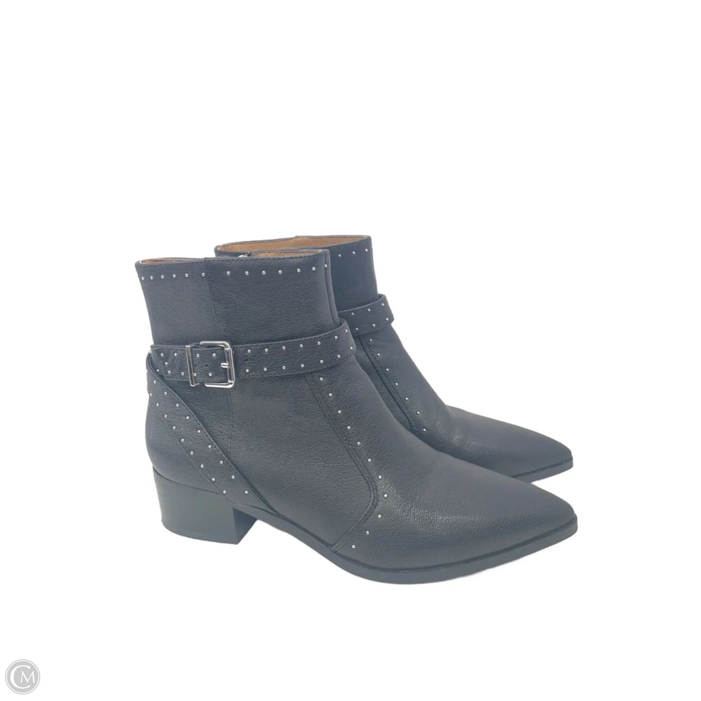Boots Ankle Heels By Antonio Melani In Black & Silver, Size: 7