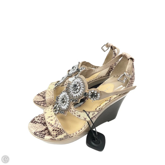 Sandals Heels Wedge By Gianni Bini In Snakeskin Print, Size: 8