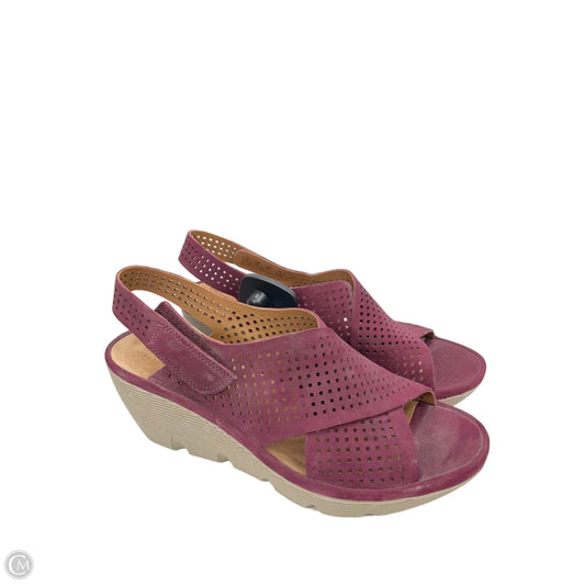 Sandals Heels Wedge By Clarks In Purple, Size: 8.5