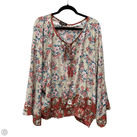 Blouse Long Sleeve By Suzanne Betro In Floral Print, Size: 3x