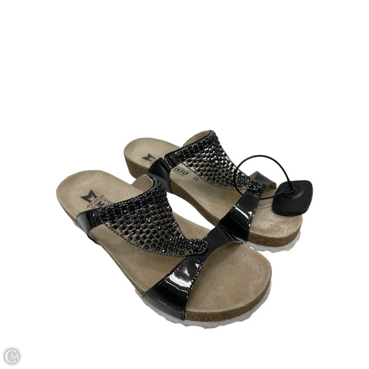 Sandals Heels Wedge By Mephisto In Black & Tan, Size: 6